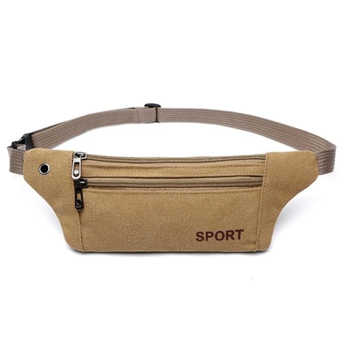 Women Men Fanny Pack Waist Belt Bag Canvas Purse Travel Camping Hiking Bag Pouch for Phone Coins khaki