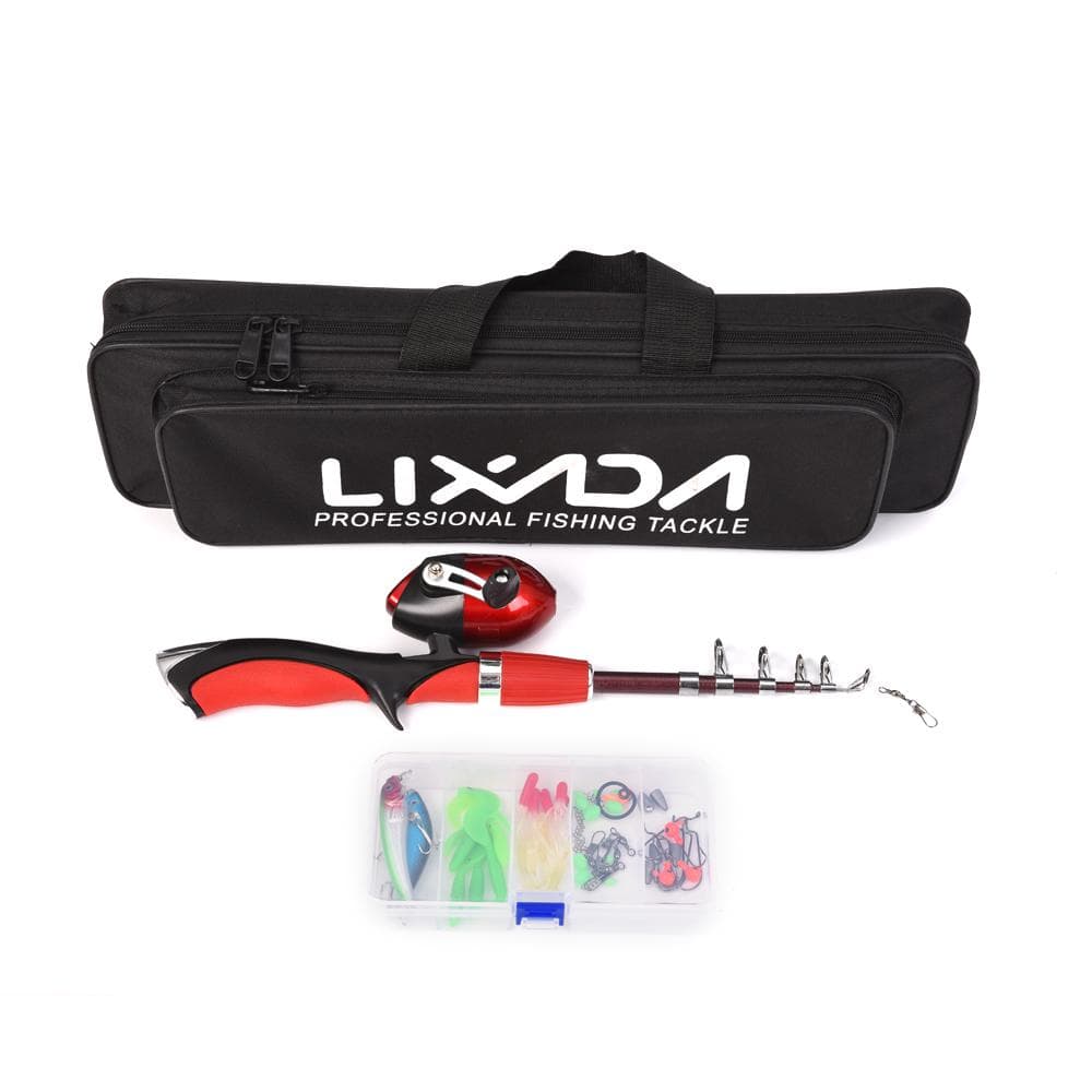 Lixada Portable 1.4m Telescopic Fishing Rod and Closed Fishing Reel Combo