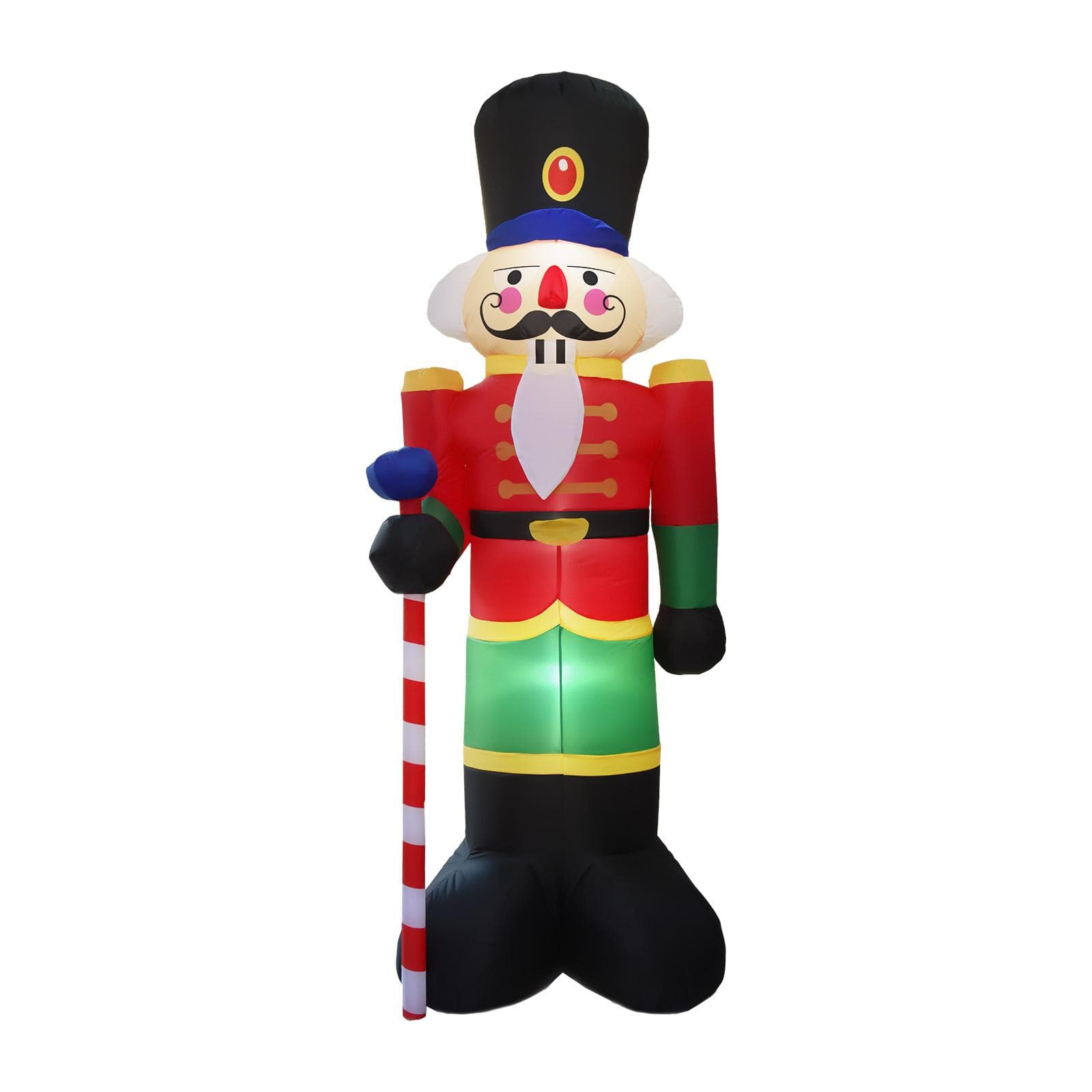 8 FT Christmas Inflatable Nutcracker Outdoor Decorations Giant Lighted Candy Cane Blow Up Christmas EU Plug multicolour