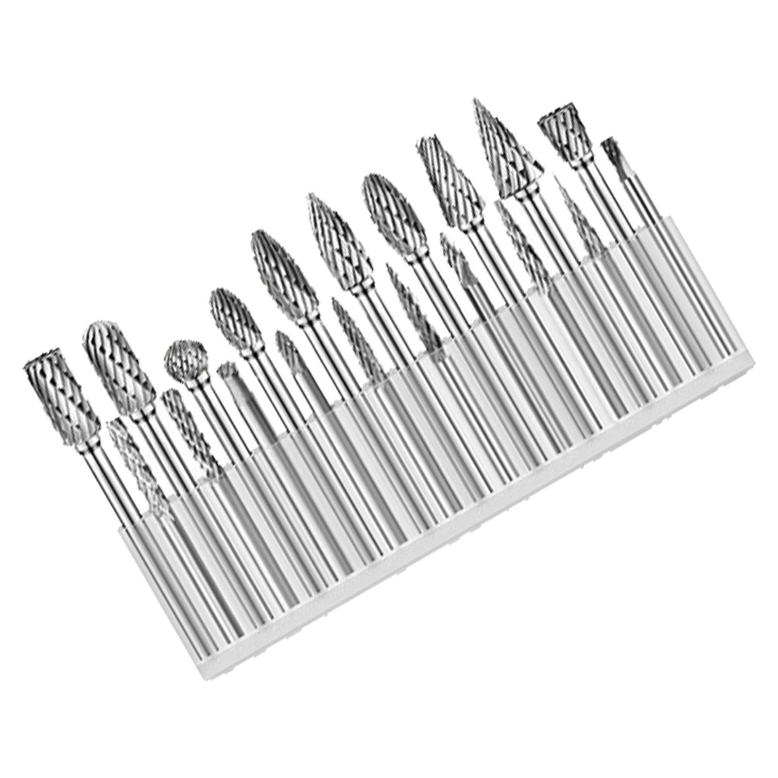 20Pcs Rotary File Burr Grinding Bit Carbide Tool Set Kit for Chamfering Engraving