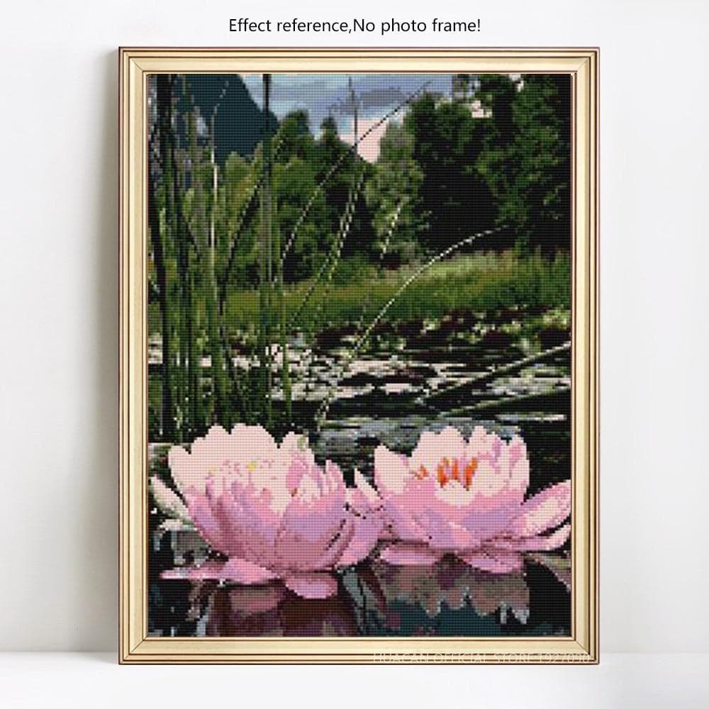 Diamond Embroidery Flower Lotus Full Display Cross Stitch Rhinestones Full Square Diamond Painting 40X50CM