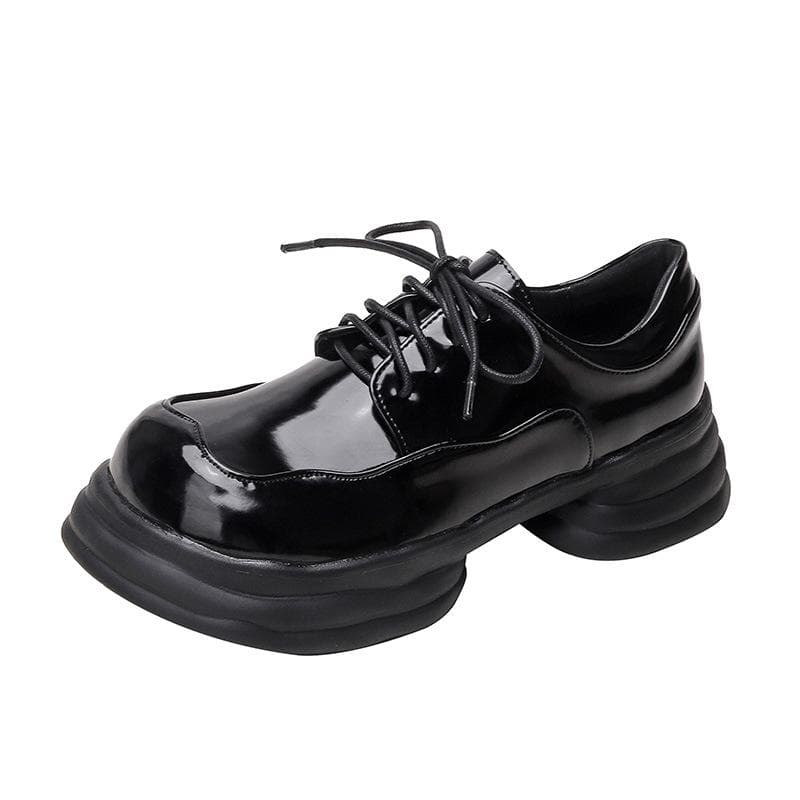 Japanese Retro Small Leather Shoes Women's Chunky Heels Spring New Products Niche Design All-match Thick-soled Small Single Shoes College Style 40