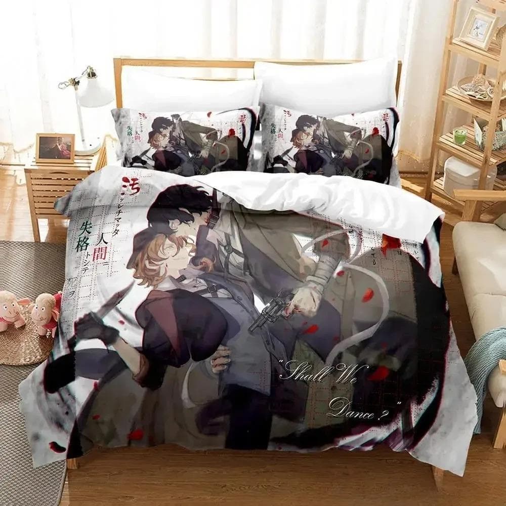 Fashion Bungou Stray Dogs S4 Bedding Set Cartoon Anime three-piece set Adult Kid Bedroom Duvet cover Sets 3D print Kawaii Anime 70x133cm 2pcs