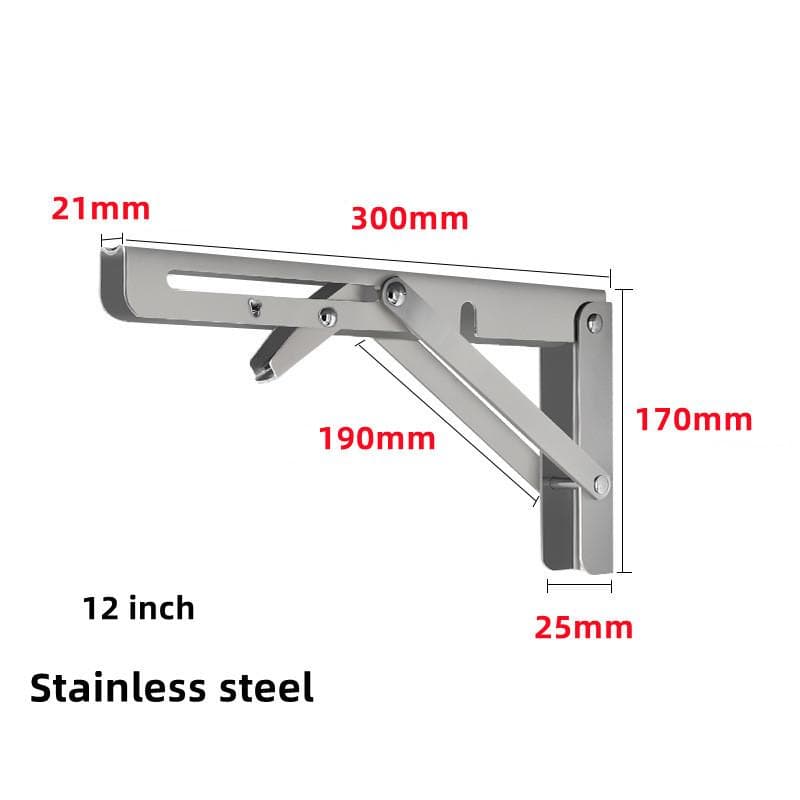 2pcs Heavy Duty Stainless Steel Folding Shelf Brackets Collapsible Wall Mounted L-Table Hinges for Bench & Table with Screws Universal