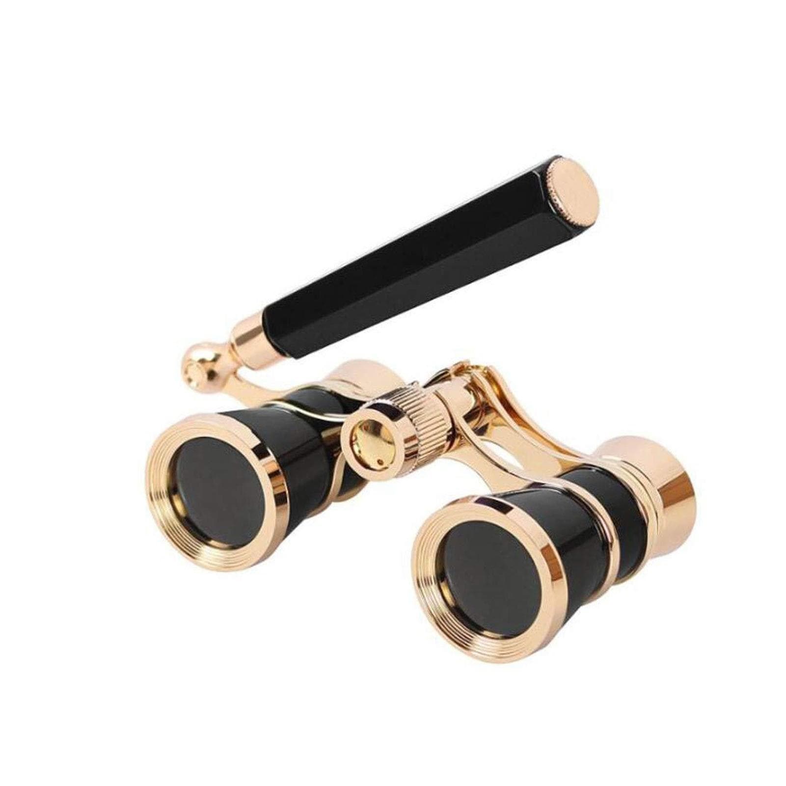 Mini Metal Binoculars 3x25 Lightweight Retro Binocular with Built-in Foldable Handle for Adults black