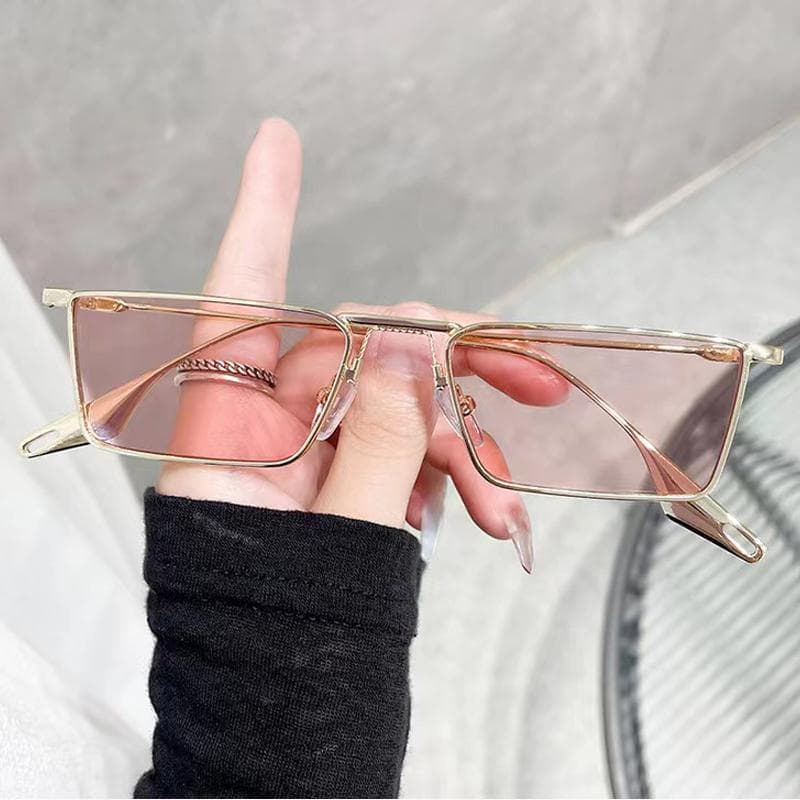 Retro Rectangle Metal Frame Sunglasses UV400 Classic Vintage Small Square Sun Glasses for Women Men Oculos De Sol