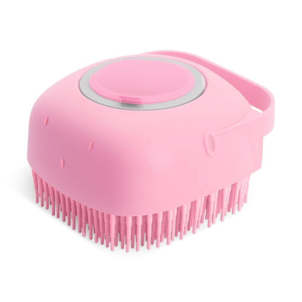 Pet Dog Shampoo Brush 2.7oz 80ml Cat Massage Comb Grooming Scrubber Brush for Bathing Short Hair Soft Silicone Rubber Brushes pink