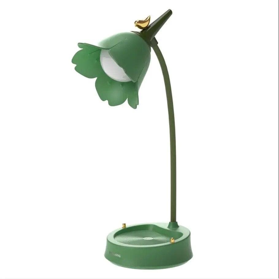 Flower Shape LED Desk Lamp Student Bedroom Room Lighting Touch Reading Lamp Eye Protection Multi-function Lamp Table Light green