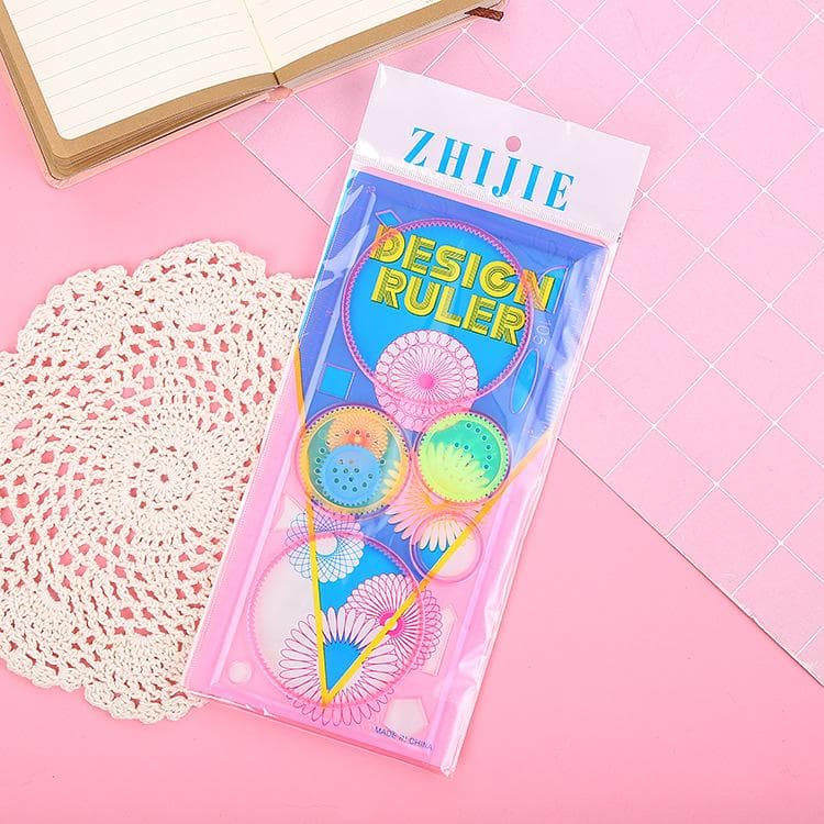 Multi-function Painting Puzzle Spirograph Geometric Ruler Drafting Tools For Students Drawing Toys Children Learning Art Tool pink
