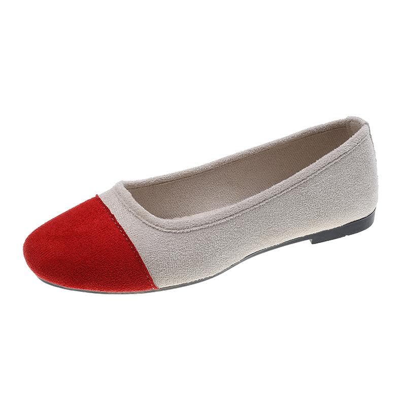 Spring and Autumn Fashion Color Matching Women's Single Shoes Shallow Mouth Soft Surface Flat Bottom Square Toe Women's Shoes Large Size 43 Multicolor 38