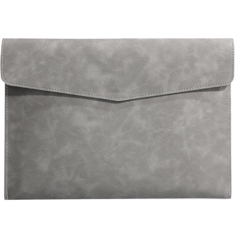 A4 Leather File Folder Simple Big Capacity Document Bag Fashion Briefcase Data Contract Bill File Bag Office Paper Organizer grey