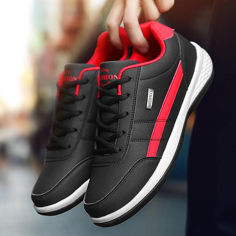 Spring Men's Shoes New Large Size Leather Small White Board Shoes Casual Sports Trendy All-match Student Shoes 48 black
