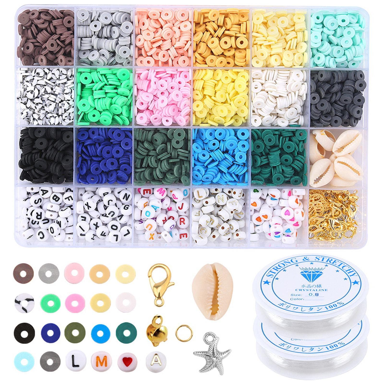 24 Slot Bead Bracelet Making Kit  Box Beads for Jewelry Making Handmade DIY Bracelets and Necklace multicolour