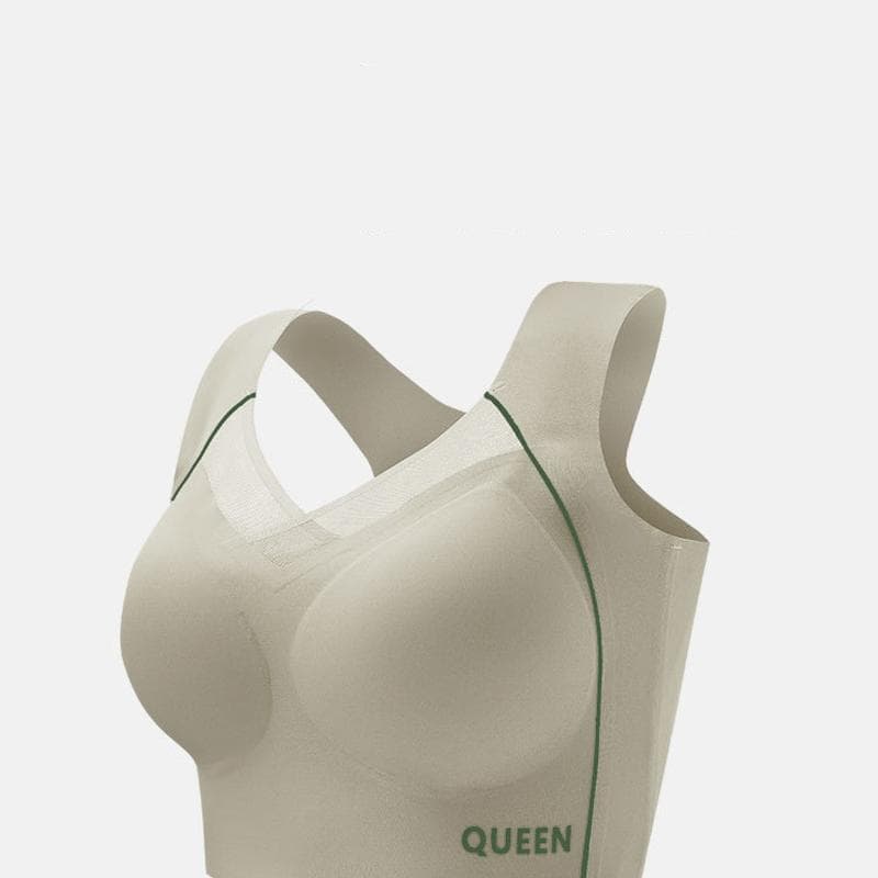 Seamless Beautiful Back Plus Size Underwear Women's Shockproof Upper Support Gathered Rims-free Sports Bra 6XL green