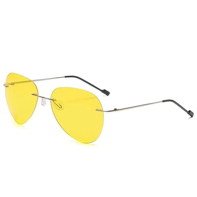 Men Ultralight Titanium Photochromic Sunglasses Rimless Aviation Night Vision Glasses UV Protection