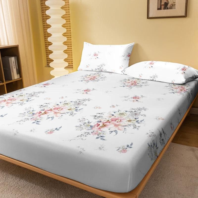 1 Fashion And Simple Modern Plant Flower Printed Matte Bed Sheet, Bedroom Printed Bed Cover, Bedding (Excluding Pillowcases) 71x132cm