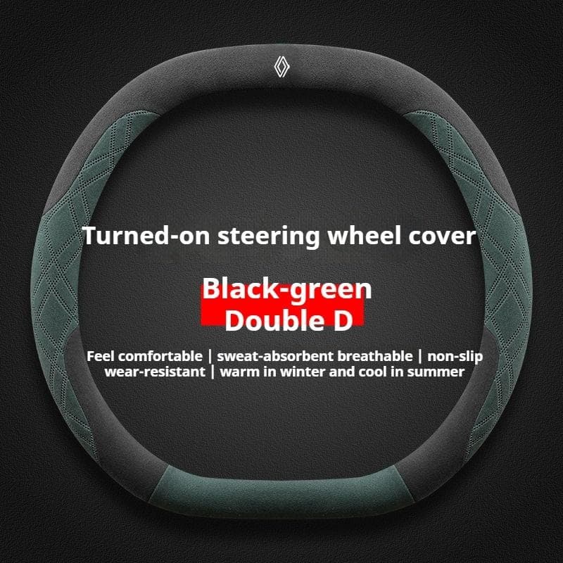 For Renault 2026 New Hub Caps Suede Car Steering Wheel Cover for Renault Espace Austral Rafale Scenic Megane E-Tech 5 2024 2025 green