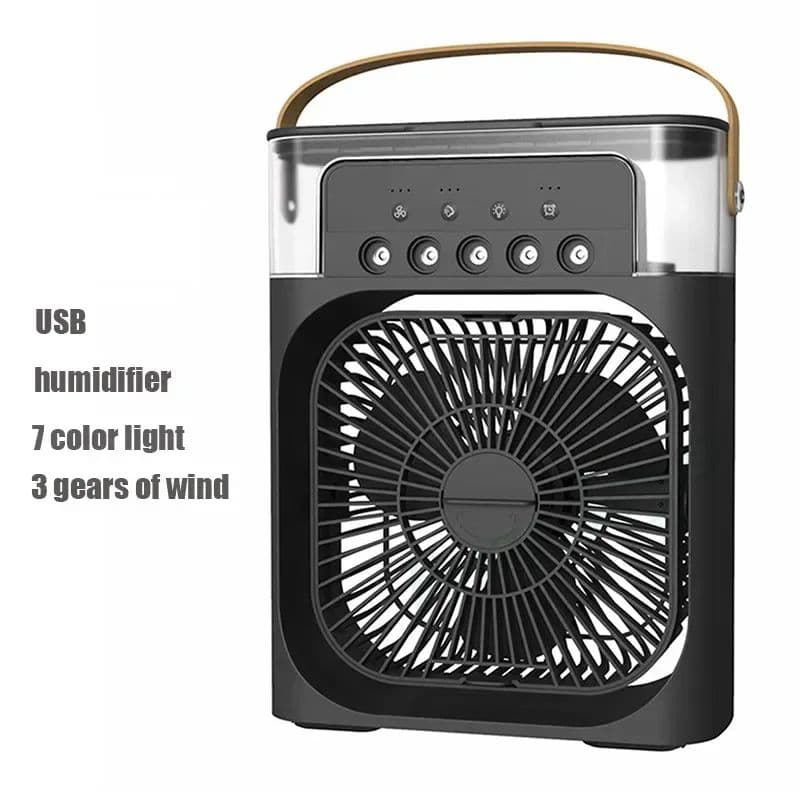Portable Air Conditioner Fan Mini Evaporative Air Cooler with 7 Colors LED Light 1/2/3 H Timer 3 Wind Speeds and 3 Spray Modes black