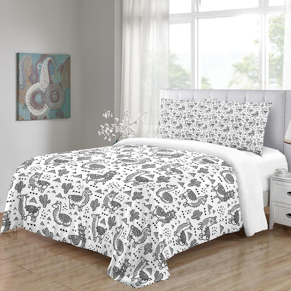 Luxury Bedding Set Animal Lamb And Alpaca 3D Duvet Cover Sets + 2 Pillowcase Twin Queen King Single Size Polyester Quilt Cover W90xL190cm
