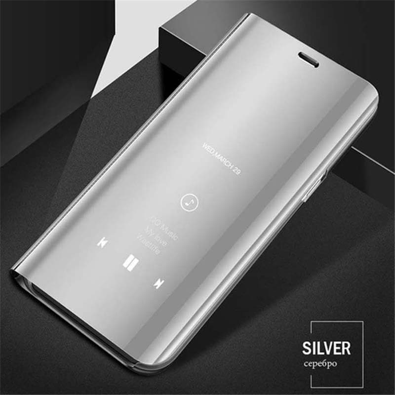 Mirror Flip Leather Case For Samsung Galaxy S23 S22 S21 Ultra Plus A04s A14 A54 A23 A33 A53 A73 A13 A22 A52S M23 M13 4G 5G Clear View Book Stand Cover Samsung Galaxy A53 5G silver