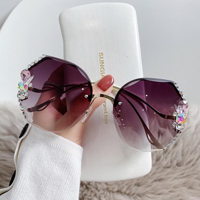 Large Frame Rhinestone Sunglasses UV Protection Crystal Sunglasses Women's Diamond Studded Glasses Outdoor Sports Sunglasses as picture