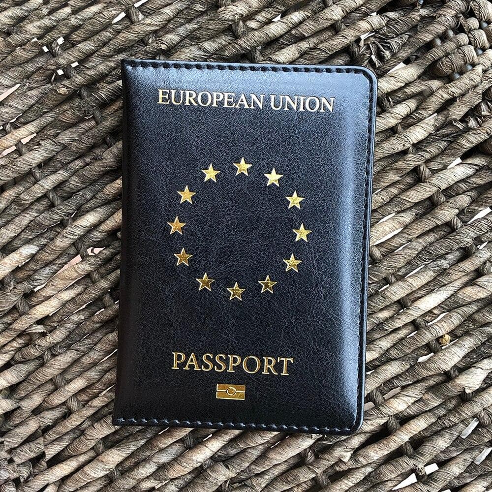 European Union EU Passport Cover Travel Case for Passports black