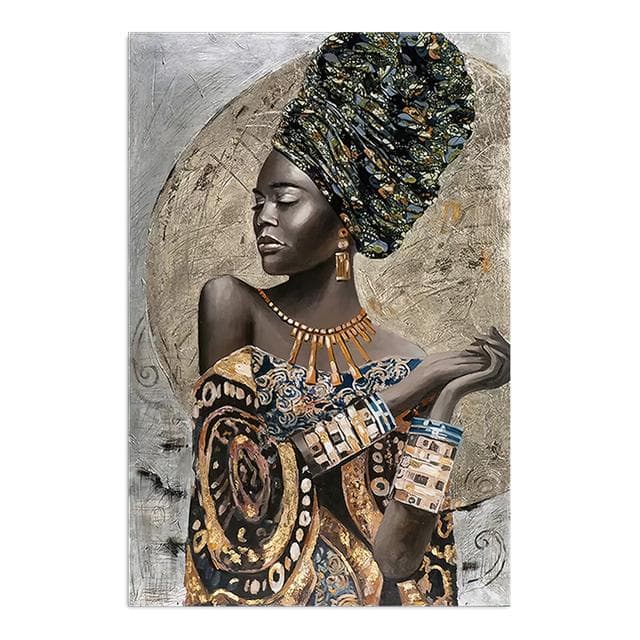 National Style Women Canvas Painting African Black Woman Abstract Wall Art Pictures Poster Modern Living Room Decor Prints Mural 40x60cm
