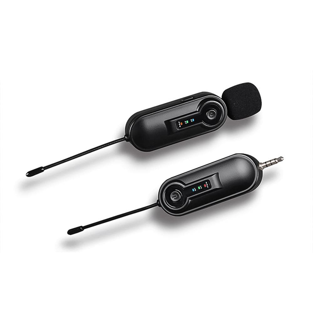 UHF Wireless Microphone Clip-on Mic 50M Effective Transmission Built-in Battery 3.5mm TRRS Plug black