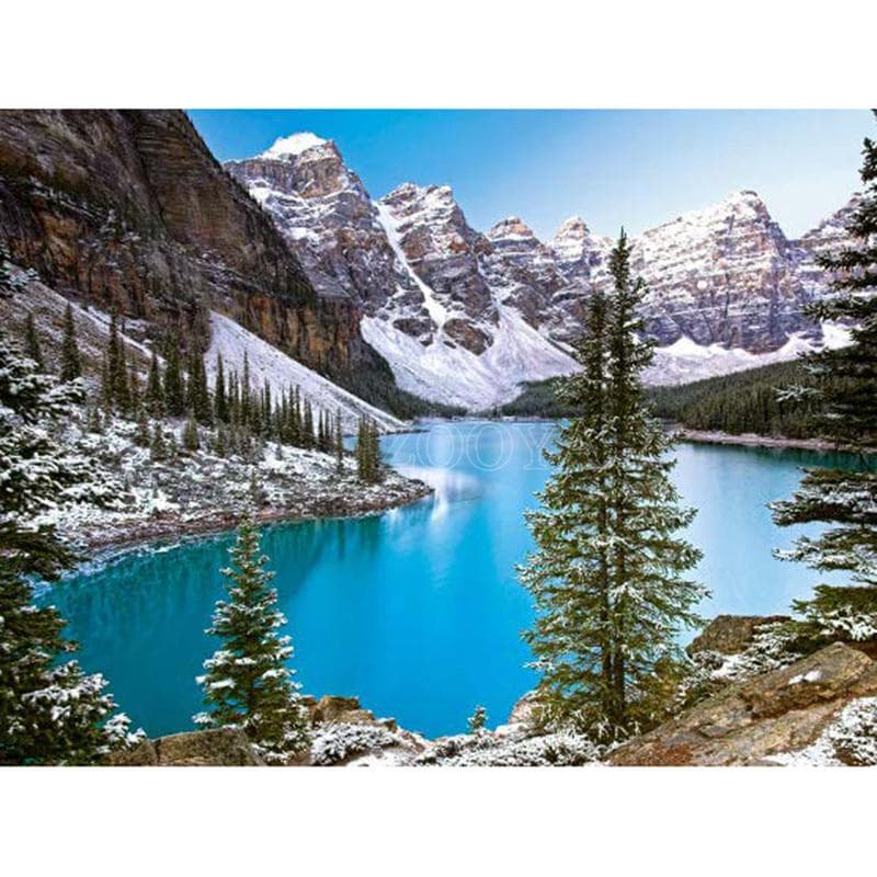 Full Round DIY Diamond Embroidery Mountain Lake Landscape Diamond Painting Cross Stitch Rhinestone 20X30CM