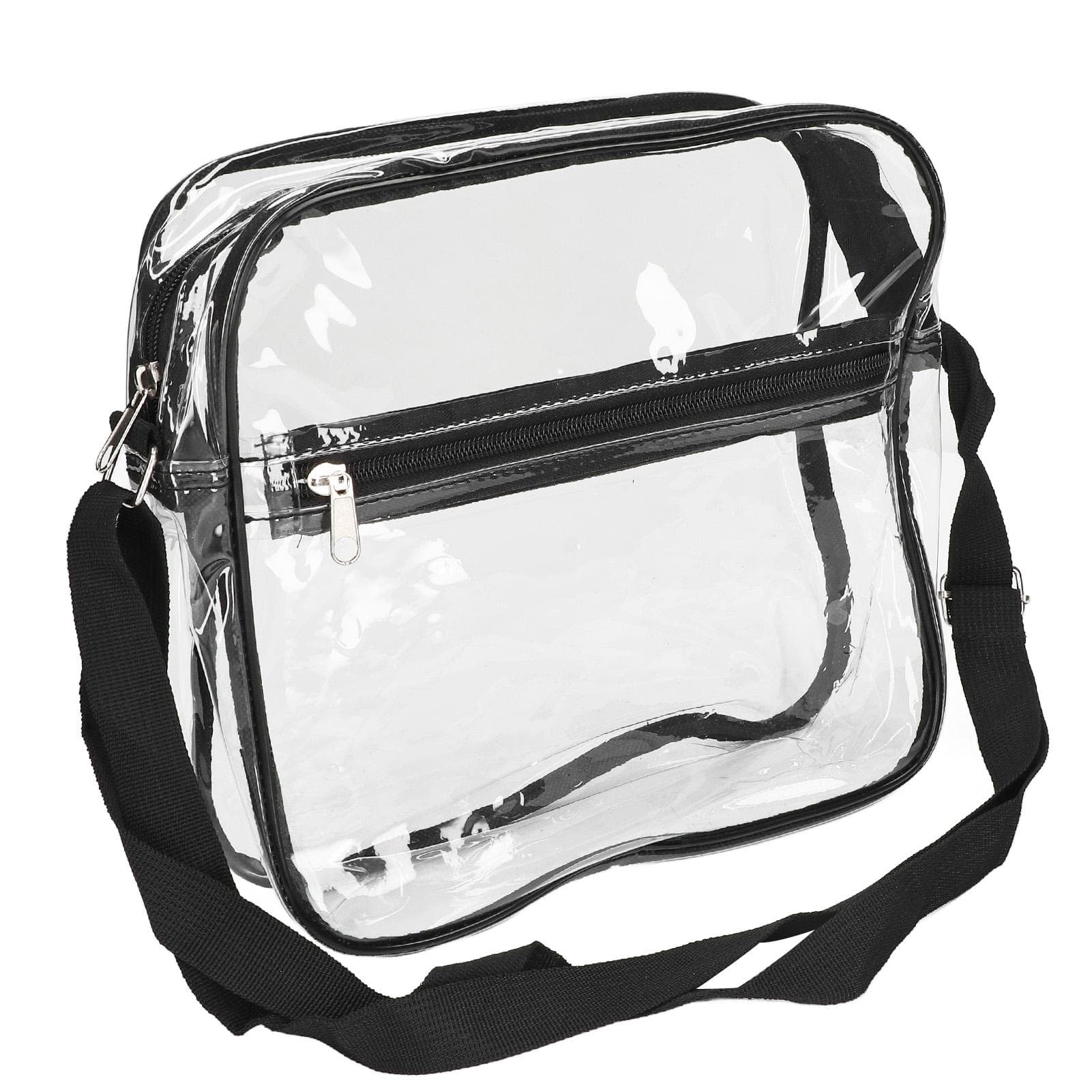Transparent Messenger Shoulder Bag Clear Tote Bag Purse with Zipper Closure for Outdoor Traveling