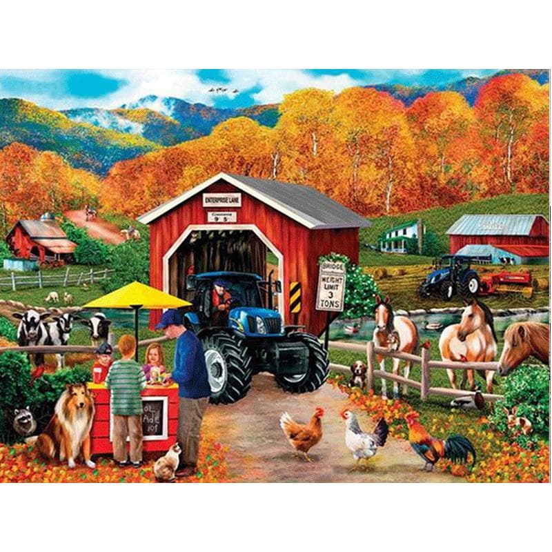 Diamond Painting Resin Mosaic Whole Picture Drill Diamond Needlework Embroidery Spring Tour To Farm 20X30CM