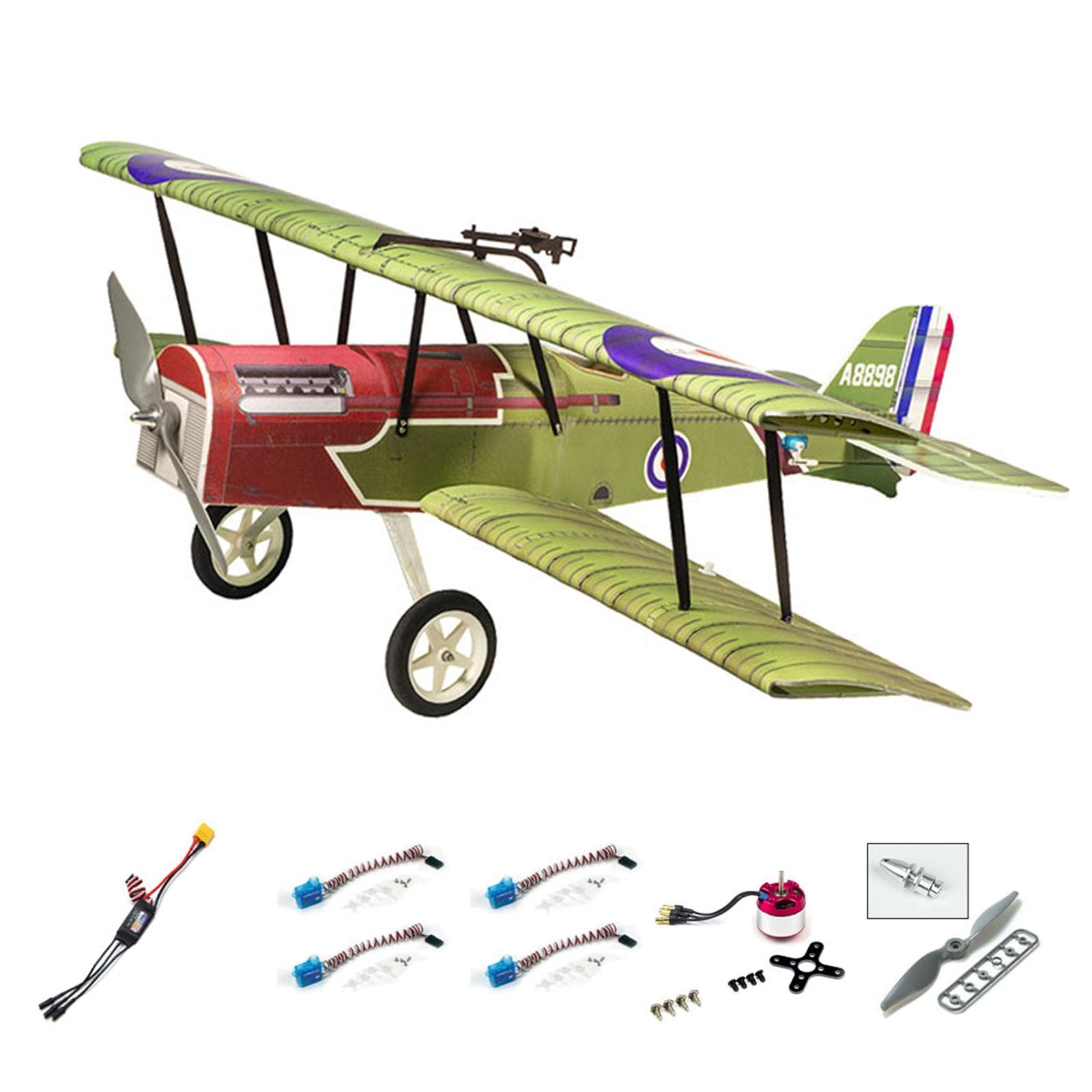 Dancing Wings Hobby E33 S.E.5A 800mm Wingspan PP Foam Remote Control Airplane Fixed Wing Biplane Type 2 green