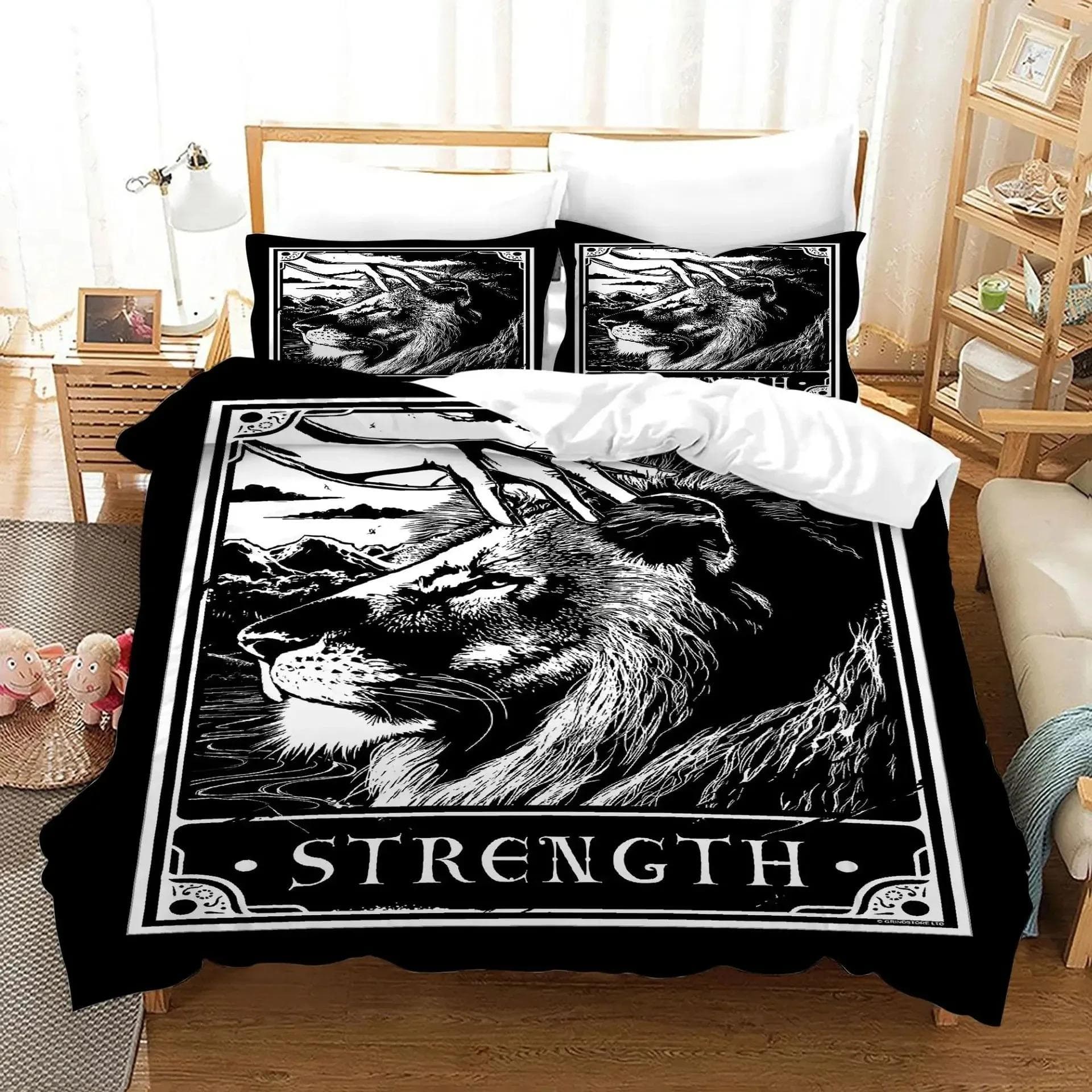 Tarot Cards Polyester Duvet Cover Set King Size Sun Black White Witch Wicca Fortune Telling Element for Boys Girl Bedding Set 70x133cm 2pcs