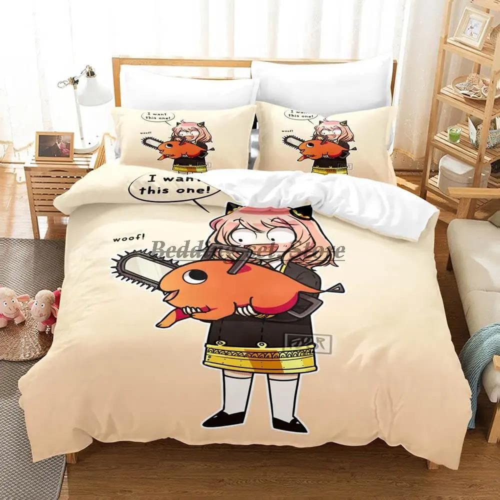 Chainsaw Man Pochita Bedding Set Single Twin Full Queen King Size Bed Set Aldult Kid Bedroom Duvetcover Sets SPY×FAMILY EU SuperKing 260x220