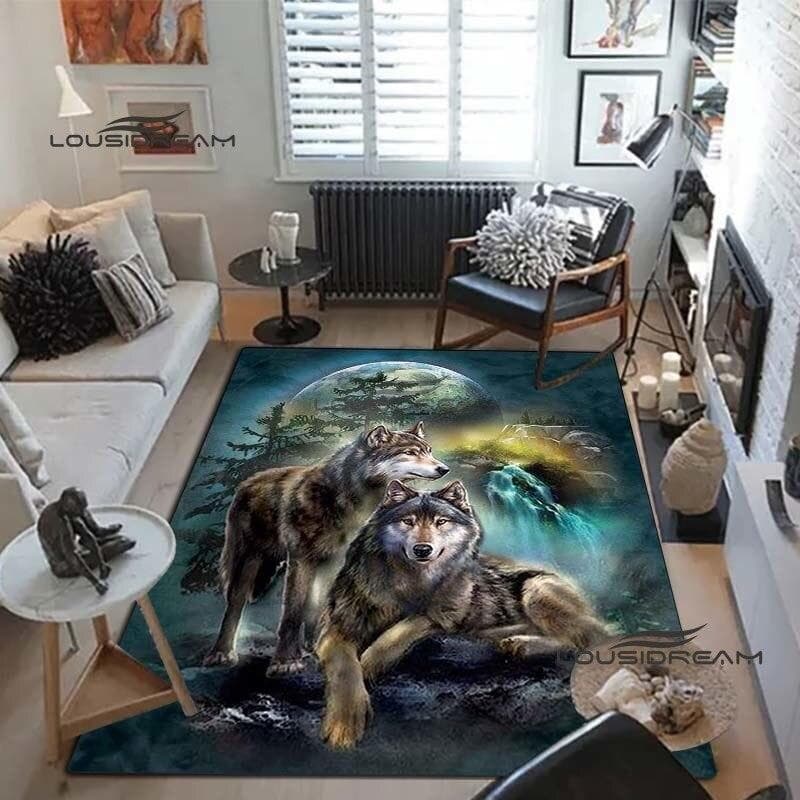 Wolf art Carpets and Rug 3D printing animal Carpet Floor Mat Living Room Bedroom Large Area Soft Carpet Kids Room Rug 60cm x 90cm