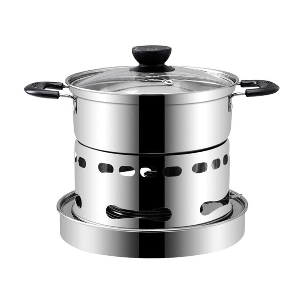 Outdoors Stainless Steel Alcohol Stove with Pot Portable Burner Rustproof Anti-corrosion Cooking silver