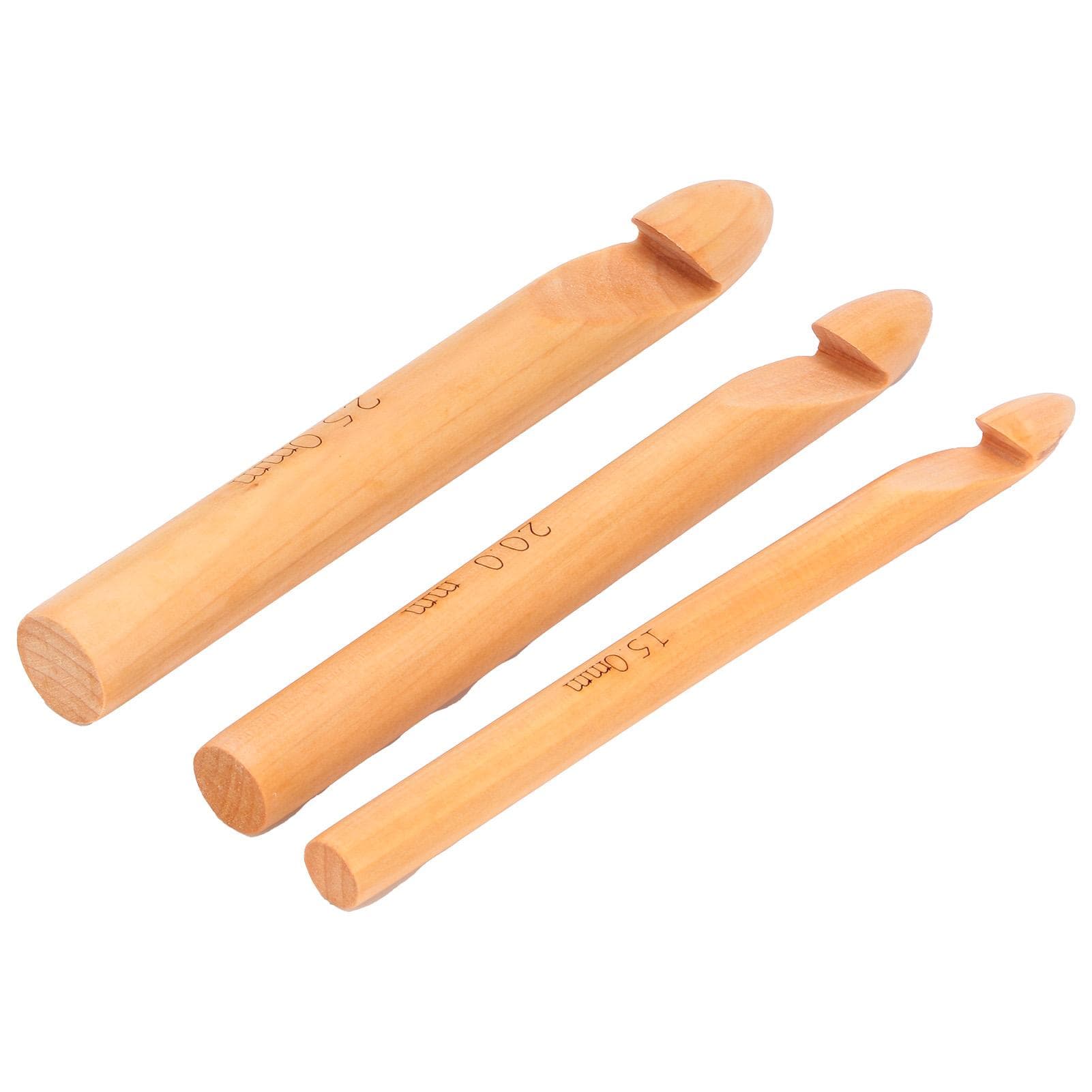 Bamboo Crochet Hook Handcrafted Knitting Needles Yarn Craft 20cm/7.9in Large Crochet HooksWhite