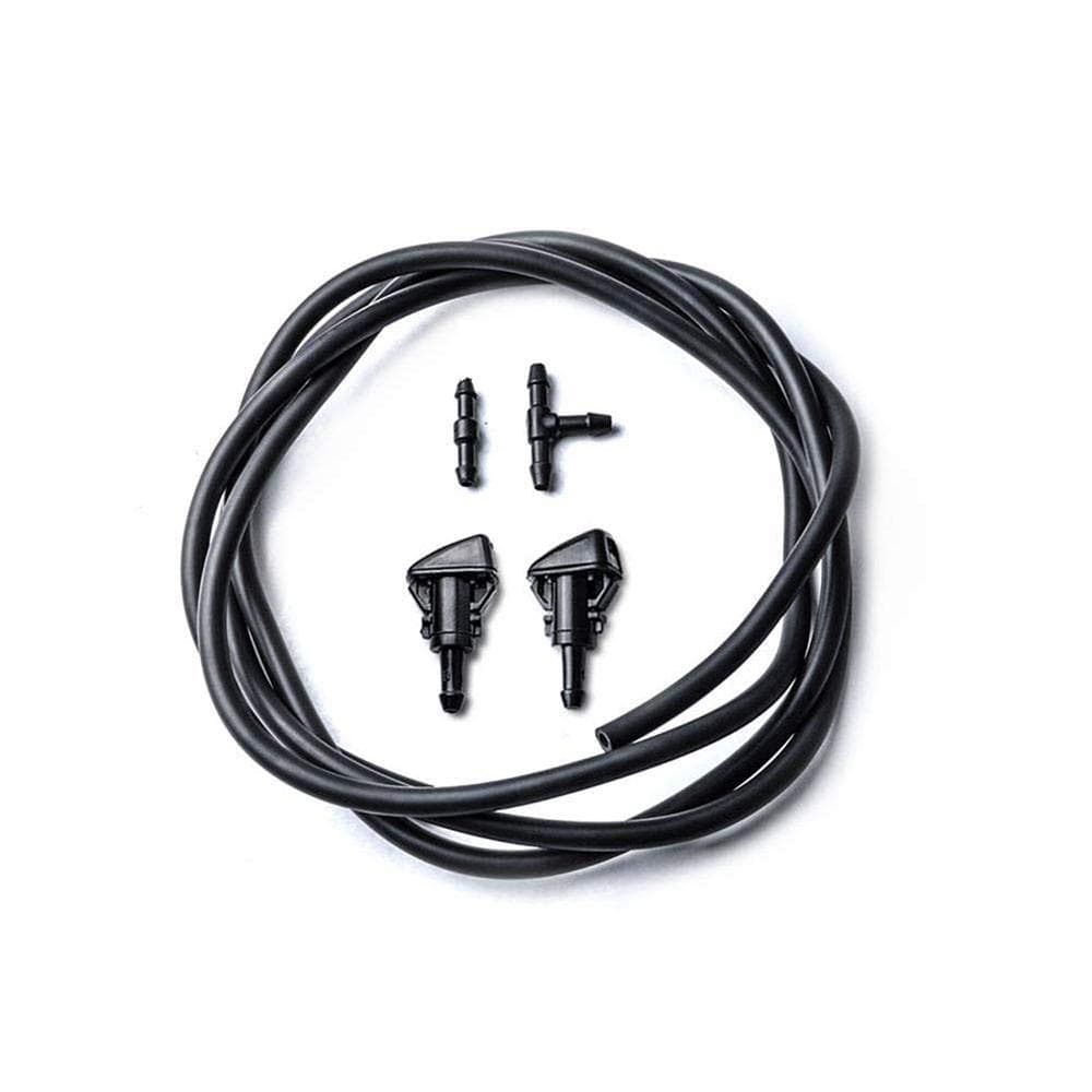 Windshield Washer Nozzles Kit for Chrysler / Dodge / Jeep / Ram 2 Meters Fluid Hose with 2 Pcs black