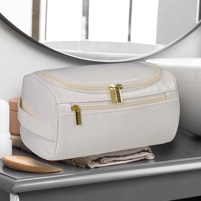 Men Vintage Luxury Toiletry Bag Travel Necessary Business Cosmetic Makeup Cases Male Hanging Storage Organizer Wash Bags white