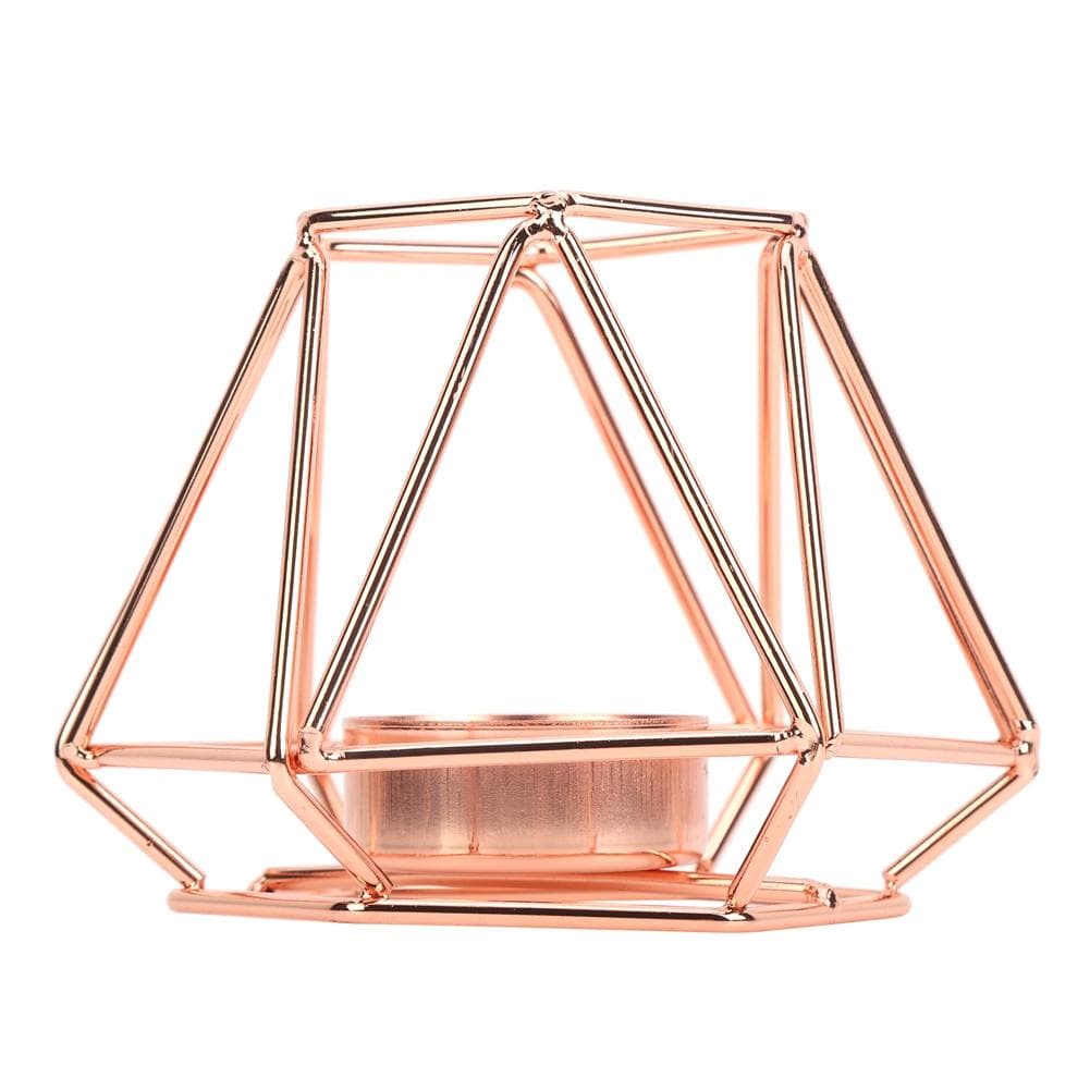 Small Tealight Geometric Candle Holders Candlestick for Home Tabletop Art Decor(Rose Gold S) Rose Gold