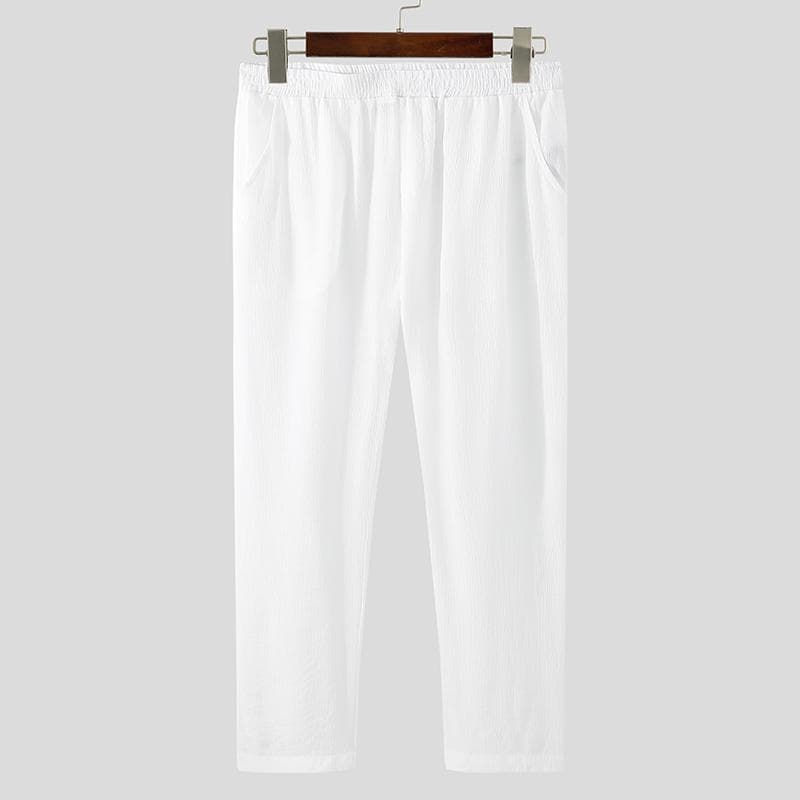 INCERUN Mens Mesh Pajamas Pants See Through Underwear Long Trousers Night Bottoms Underpants M white