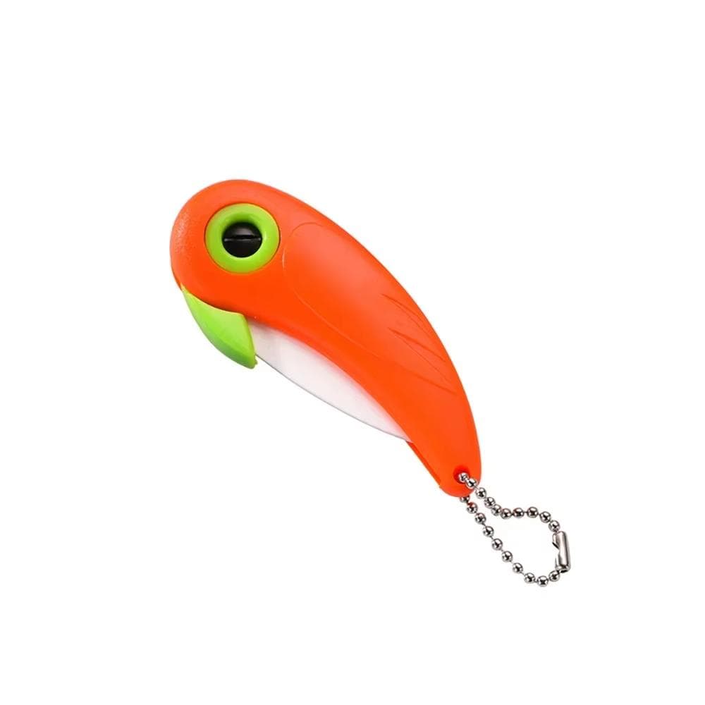 1PC Portable Fold Ceramic Knife Mini Vegetable Kitchen Cutter Peeler Multifunctional Bird Picnic Lunch Cut Slice Fruit Cutlery orange
