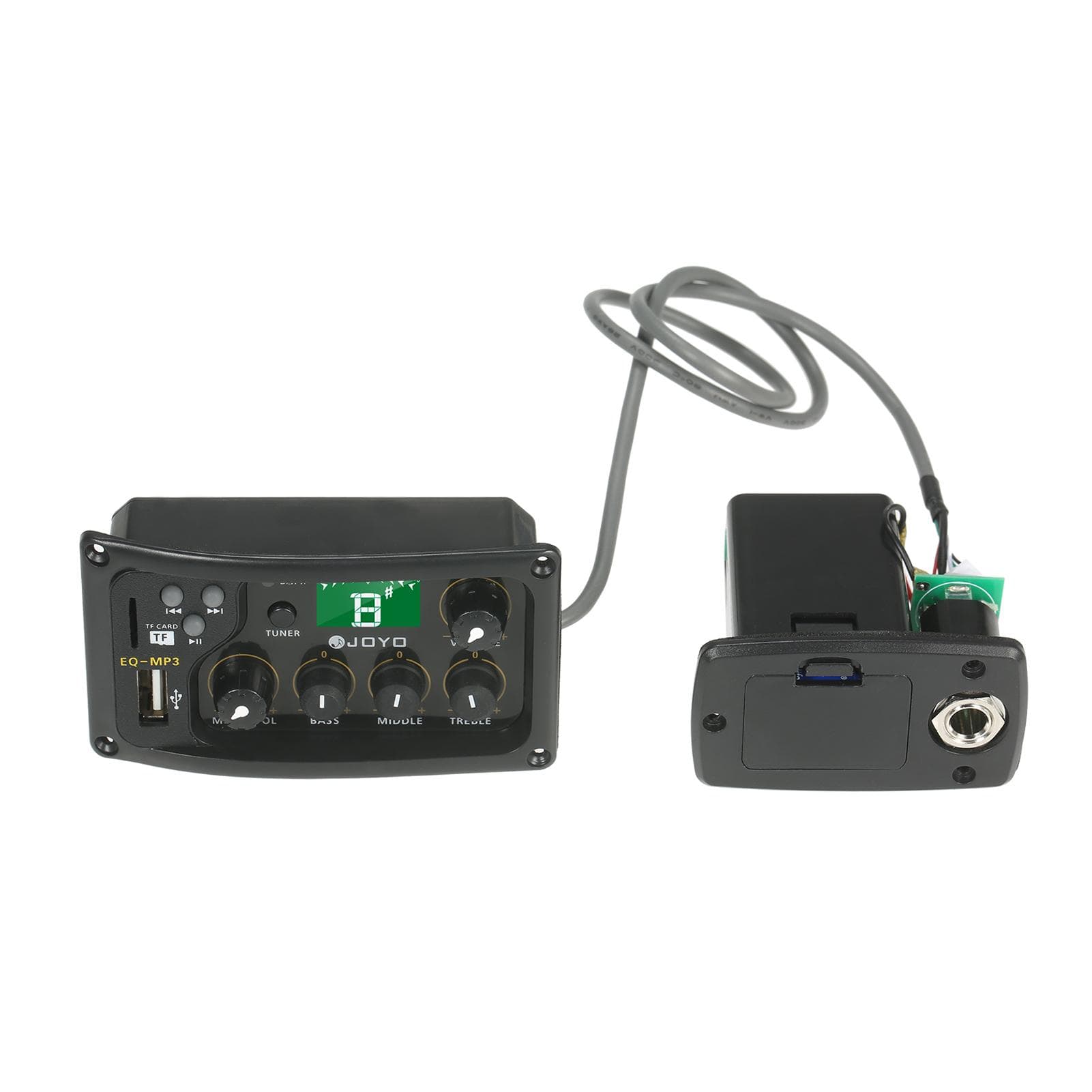 JOYO EQ-MP3 3-Band EQ Equalizer System Acoustic Guitar Preamp EQ Equalizer Piezo Pickup LCD Tuner black