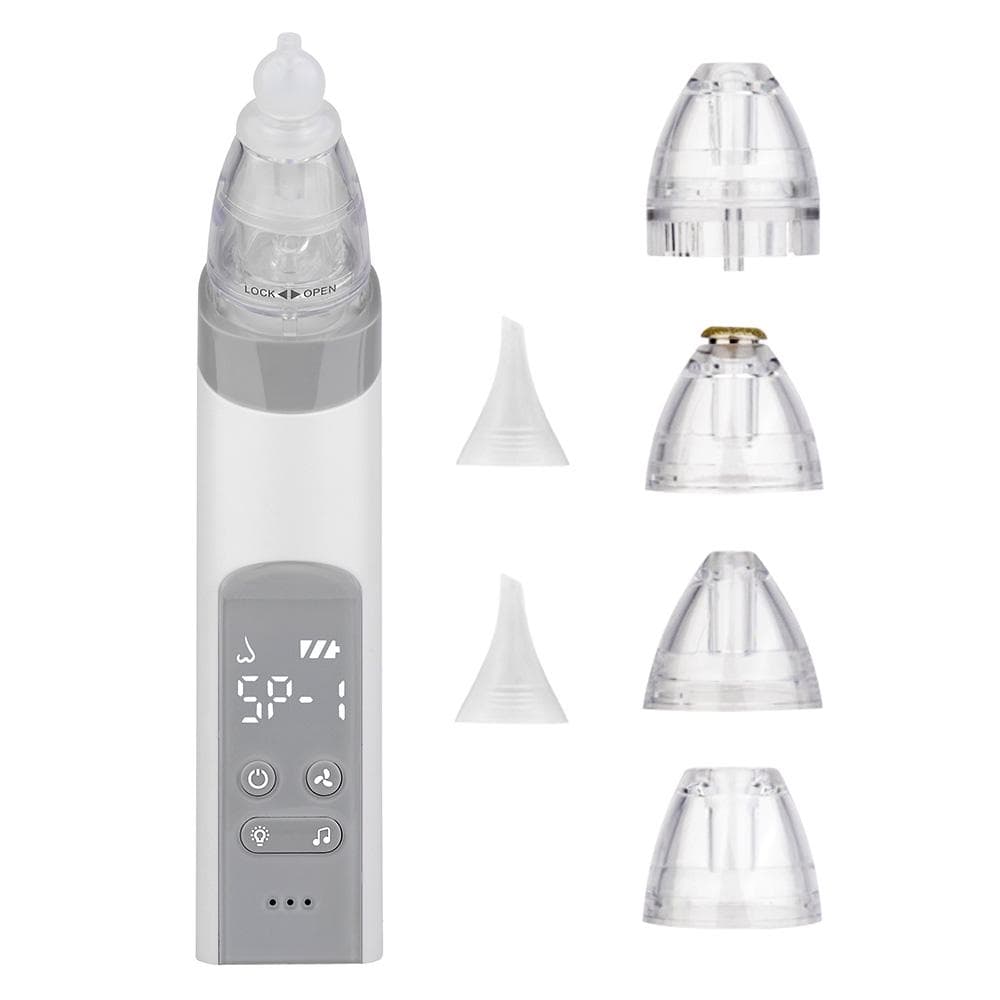 2 in 1 Baby Nasal Aspirator & Blackhead Remover Vacuum Electric Nose Suction Nose Cleaner with 3 white