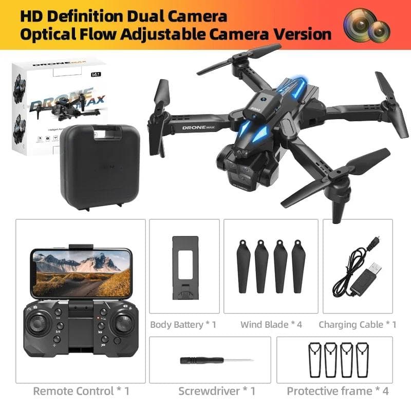 New C10 Max 6000M GPS 3 Cameras Rc Drone HD Optical Flow Positioning Obstacle Avoidance Gesture Photography Foldable Quadcopter Toy Gifts 1 battery black