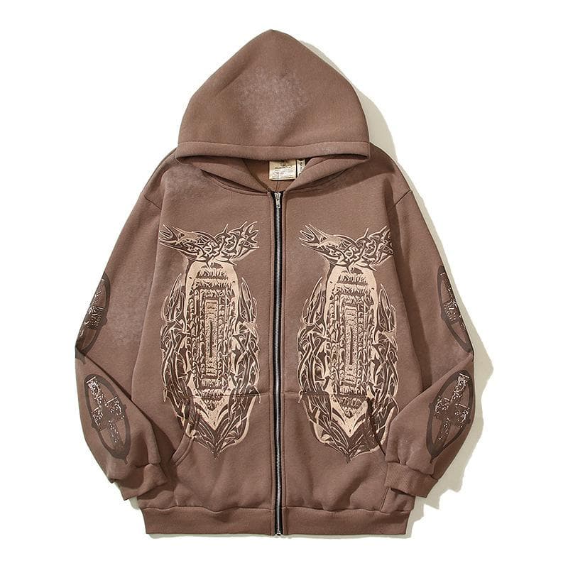 Travis Scott Pure Cotton Mud-Dyed Hooded Sweatshirt with Embossed Print XXL