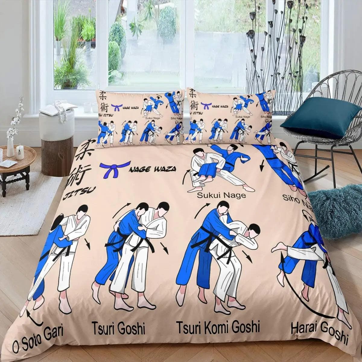 Taekwondo Duvet Cover Set King Queen Size,Chinese Martial Art Kung Fu Bedding Set,sport Theme Quilt Cover with 2 Pillowcases AU Single 140x210cm