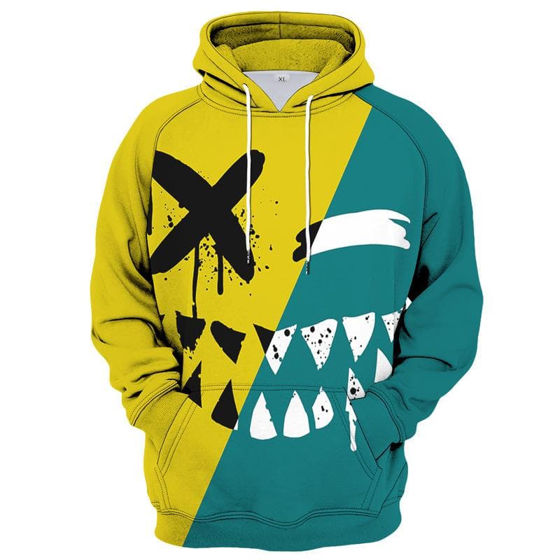 2023 Color Block Funny Smiling 3D Print Boys Casual Pullover Hooded Long Sleeve Sweatshirt For Spring Fall Kids Tops Outdoor 160