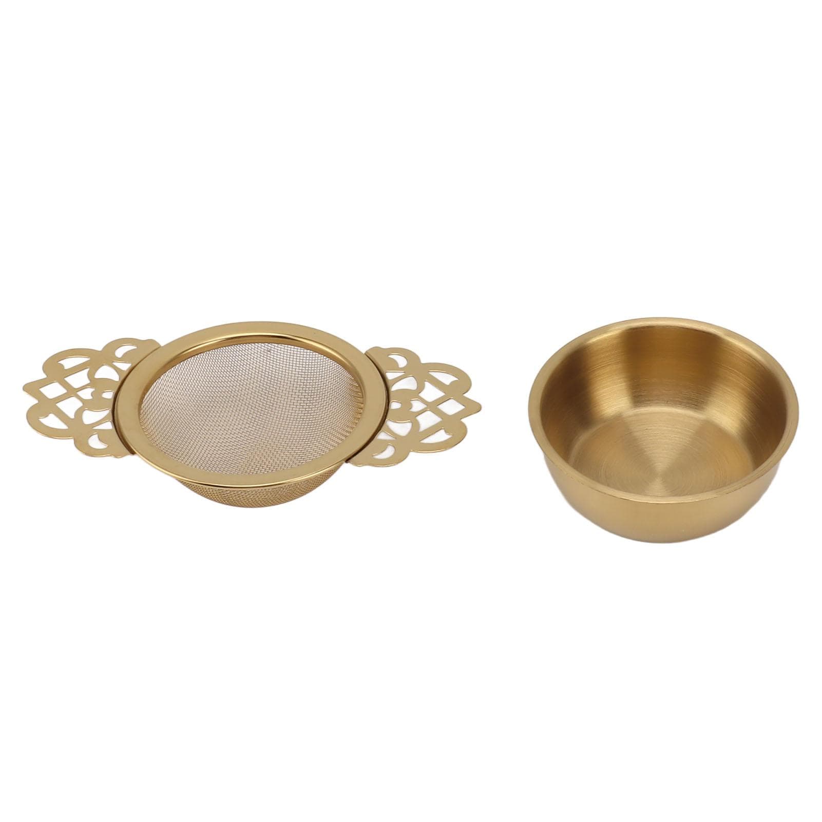 Stainless Steel Tea Strainers with Drip Bowl Double Handles Reusable Fine Mesh Tea Filters for golden