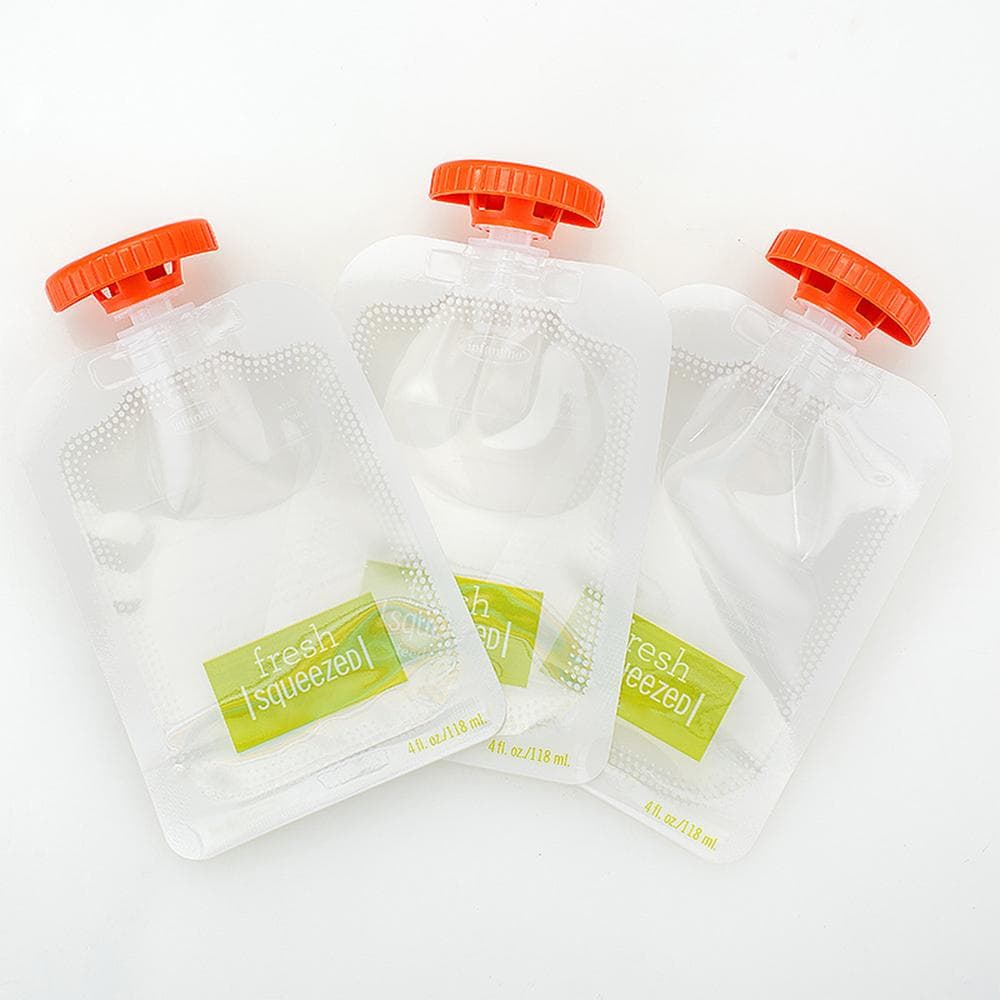 Refillable Baby Food Pouches Homemade Baby Food Storage Containers Puree Pouches for Babies and transparent